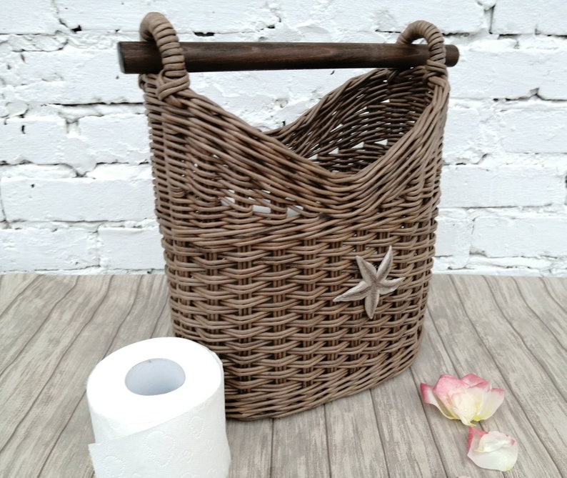 Toilet roll holder Wicker basket for storing spare rolls of Etsy