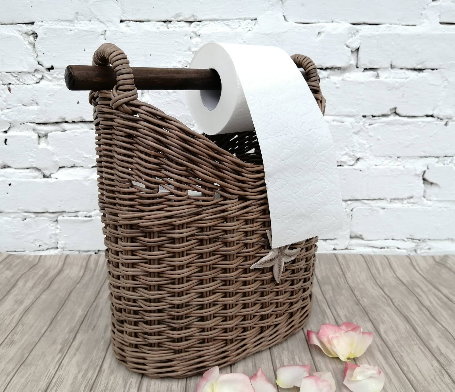Toilet roll holder Wicker basket for storing spare rolls of Etsy