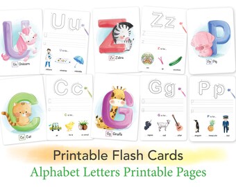Printable ABC Flashcards | Montessori Alphabet Cards | Preschool Learning | Digital Download