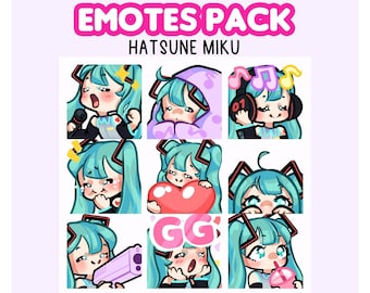 Paquete de 9 gestos para TWITCH / DISCORD - Hatsune Miku NUEVO 2024
