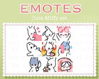 Lindo conjunto de 9 gestos de Miffy Bunny: ¡para Twitch y Discord!