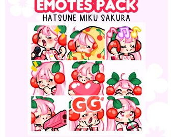 Paquete de 9 gestos para TWITCH/DISCORD: Hatsune Miku *SAKURA*