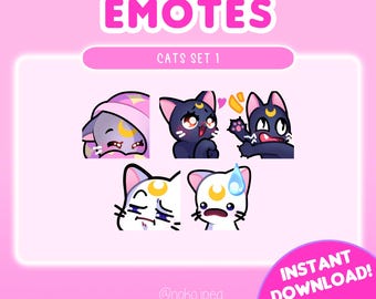 Paquete de emoticones de gatos mágicos adorables: [Conjunto 1] para Twitch y Discord