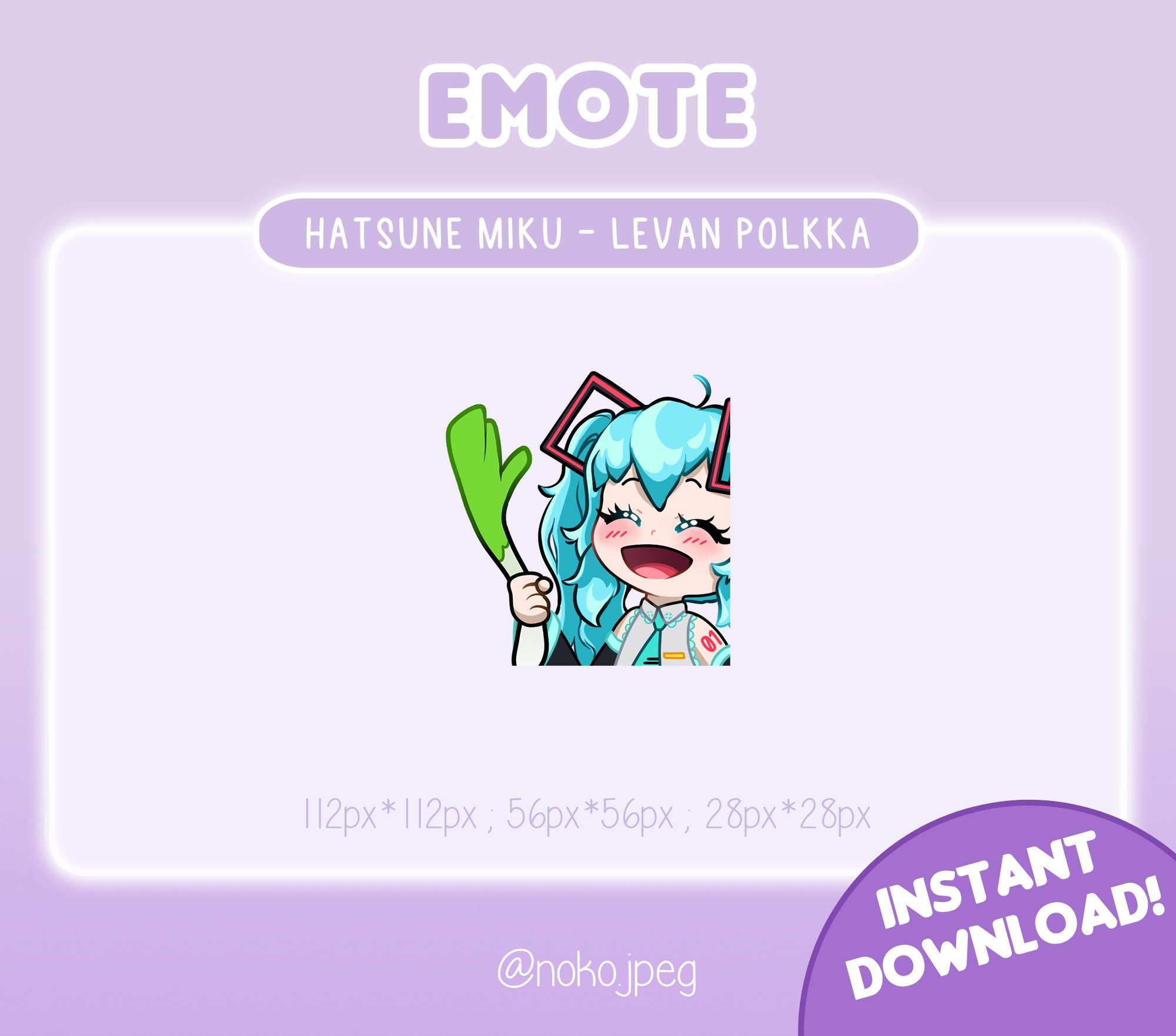 HATSUNE Miku Levan Polkka / Leek Emote for Twitch & Discord! - Etsy