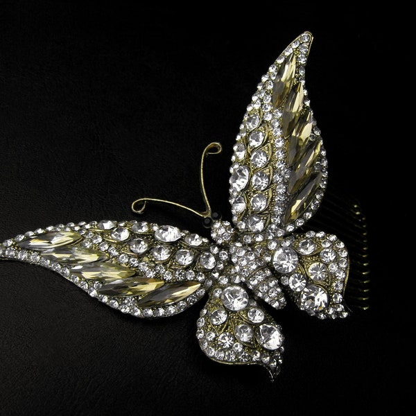 Crystal Butterfly Hair Combs (Set of 2)