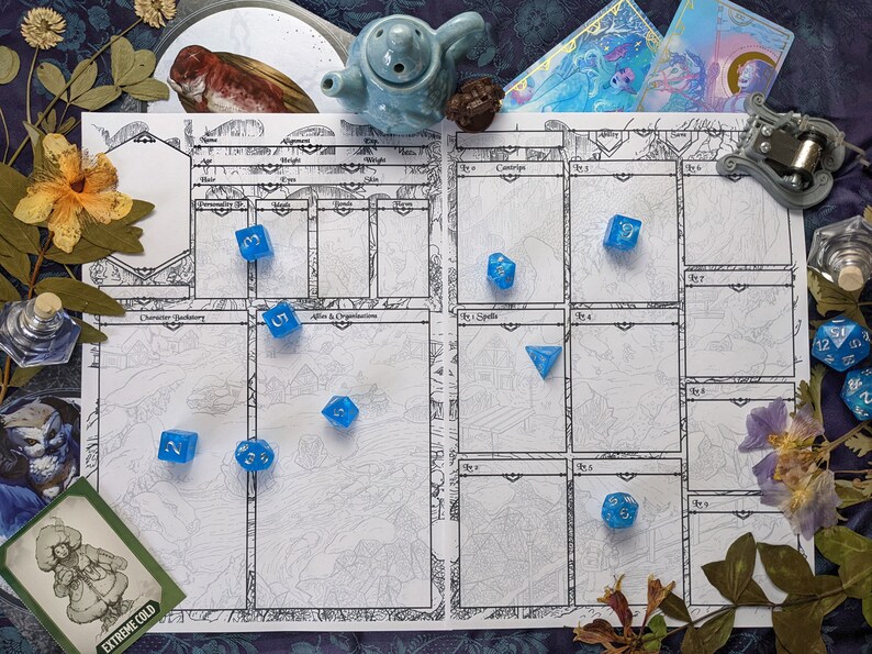 D&D Character Sheet Winter Dnd Accessory Extended Version Etsy