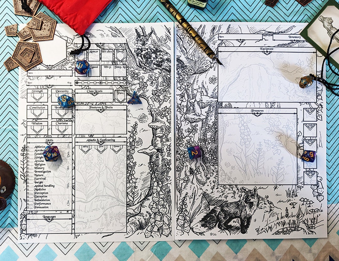 Character Sheet D&D, Forest Dnd Accessory Etsy