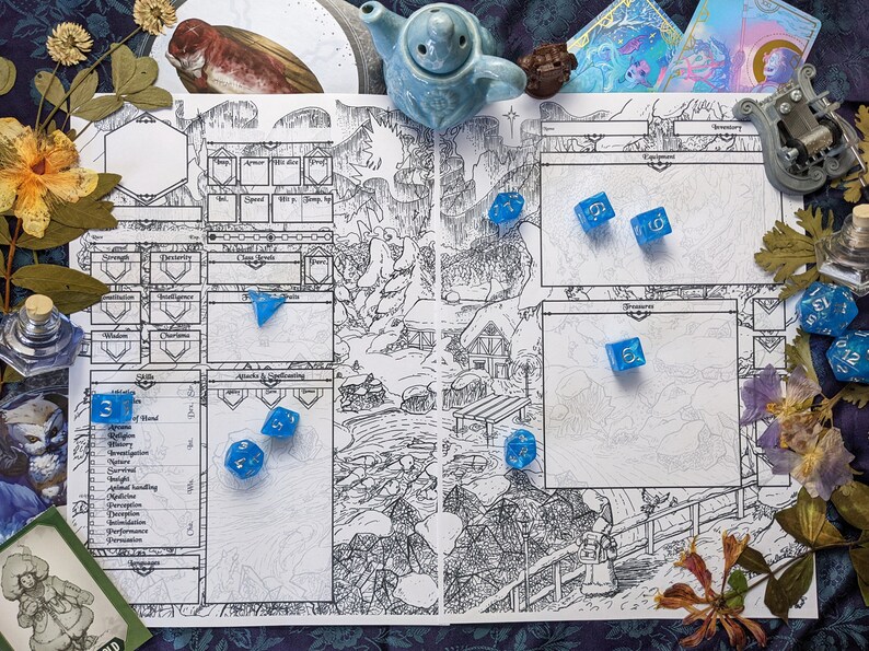 D&D Character Sheet Winter Dnd Accessory Extended Version Etsy