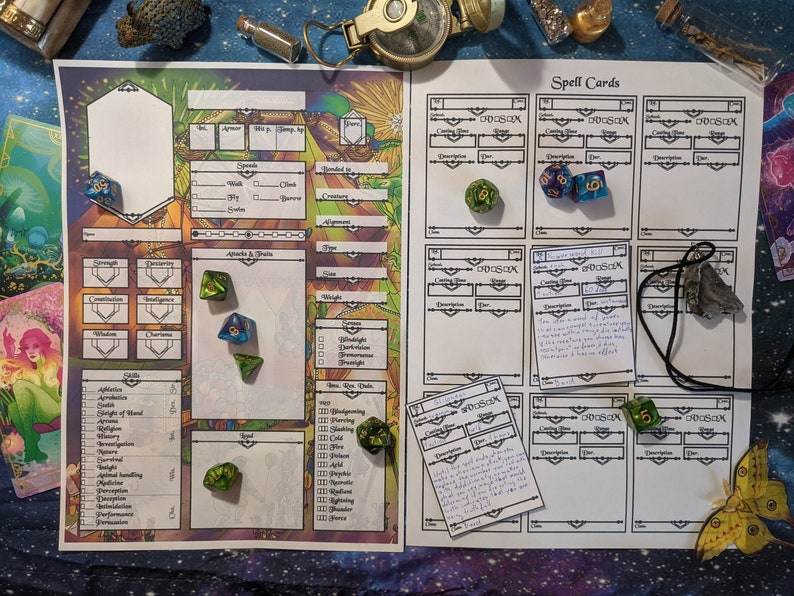 Character Sheet D&D Circus Dnd Accessory Extended Colored Etsy
