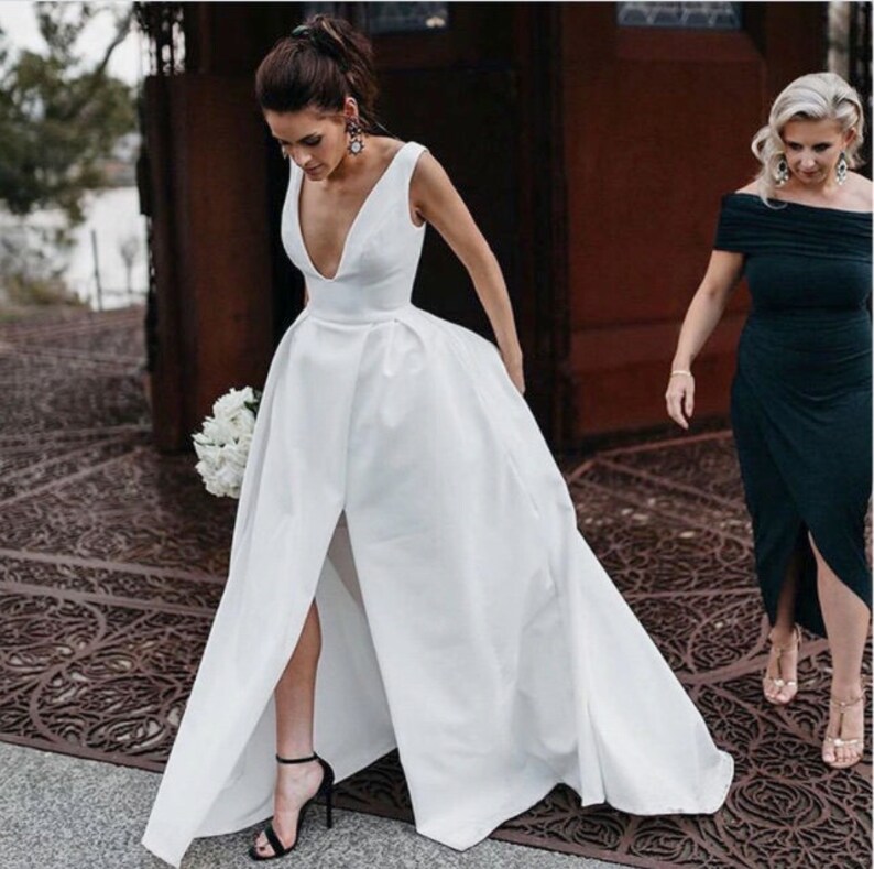 low cut a line dress
