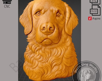 Golden Retriever, Hund, Bas Relief, 3D, CNC, STL Datei