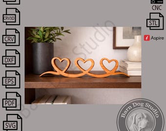 Herzen an einer Schleife 3D-Datei (stl, svg, dxf, eps, ai, pdf, crv, crv3d)
