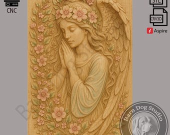 Engel Bas Relief 3D Modell: Schutzengel STL CNC (Digitaler Download)
