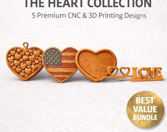 3D STL Design Heart Collection für CNC- und 3D-Druck (Digitale Dateien)