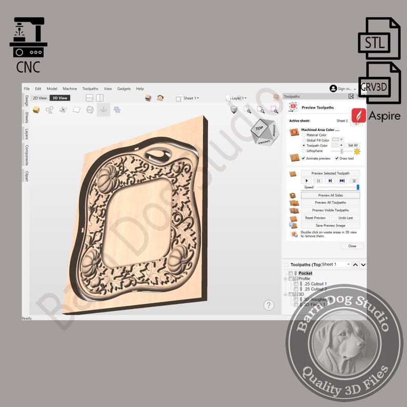 Fall Harvest Serving Tray STL File – Pumpkins, Leaves & Acorns – CNC ...