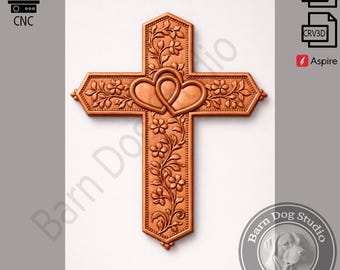 3D STL Design Herzen Kreuz: CNC Fräser Dateien (Digitale Datei)