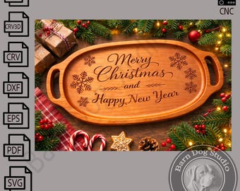 Weihnachtstablett - CNC-Dateien für Holz (svg, dxf, eps, ai, pdf, crv, crv3d)