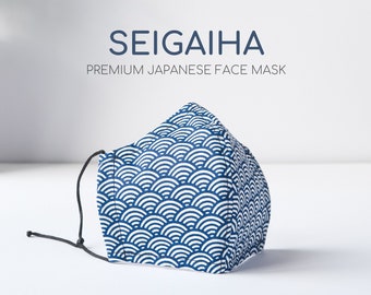 Japanese Waves Premium Oriental Face Covering with Nose Wire and Filter Pocket | Adult, Teens, Kids | Comfortable & Durable | UK Handmade