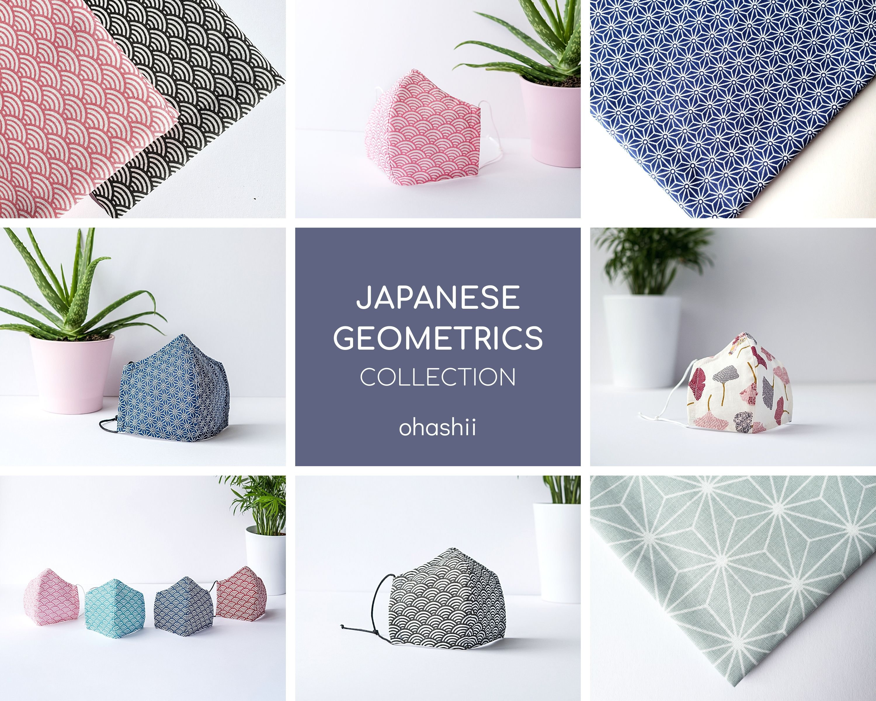 Japanese Geometric Premium Cotton Face Mask | 69+ Unique Designs | No…