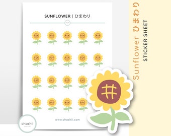 Sonnenblume Stickerbogen | Niedliche Sonnenblume Planner Aufkleber Japanische Blume Sommer Blumen Aufkleber Himawari ひまわり Planner Sticker Journal UK
