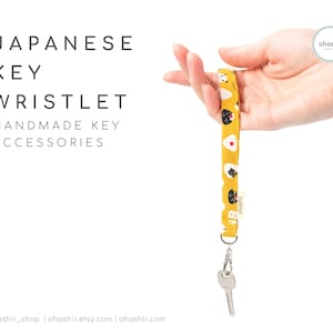 Pulsera de llavero de tela japonesa, lindo Kawaii Sushi Onigiri, llavero de correa de muñeca delgada gruesa/delgada, nuevo regalo para el hogar para él y ella, hecho a mano en el Reino Unido