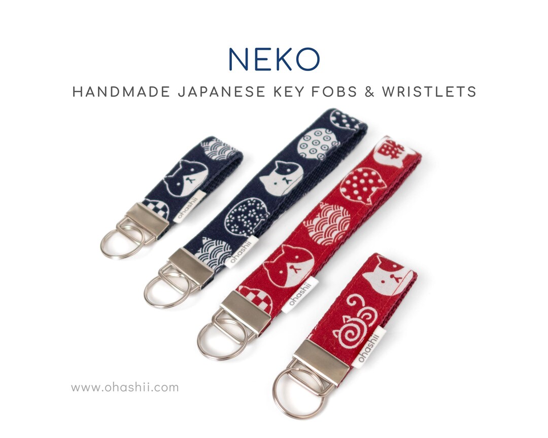 Japanese Key Case NEKO Mini Key Fob & Key Wristlets Cat | 60+ Kawaii Unique Japanese Key ...