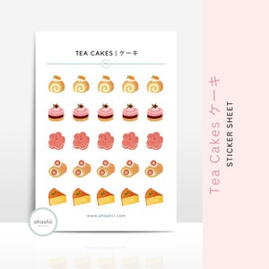 Japanese Tea Cakes Sticker Sheet | Cute Watercolour Desserts Japanese Meal Planner Sticker July Bullet Journal Japan Lover Sweet Snacks UK