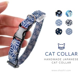 ASANOHA Cat Collar | Japanese Cat Collar | Japanese Geometric Cat Collar Star Cute Kitten Collar | Handmade Japanese Star Cat Collar Hemp UK