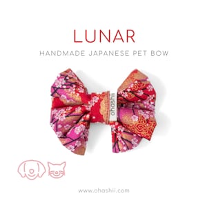 Cherry Blossom Pet Bow | Japanese Sakura Bow-Tie for Cat & Dogs, Festive Lunar New Year Pet Bow Red Lucky Bow Tie Elegant Sailor Bow Wedding