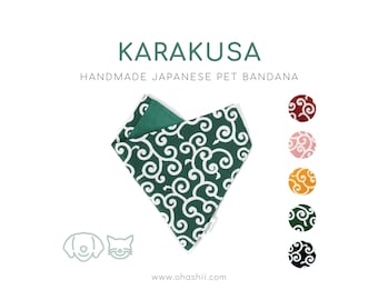 KARAKUSA Bandana de perro japonés / Bandana de perro Shiba Inu / Bandana de gato japonés / Bandana de cachorro japonés Karakusa / Bandana de gatito japonés Reino Unido