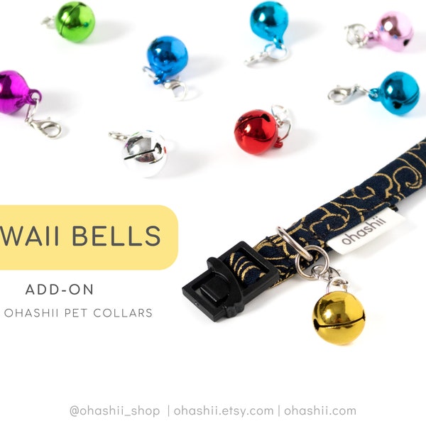 Kawaii Bells for ohashii Pet Collars [ADD-ON ONLY] Cute Cat Collar Bell Jingle Cat Accessories Kitten Collar Festive Red, Gold, Blue, Silver