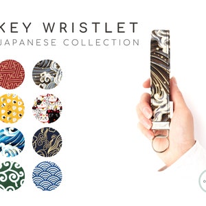 Llavero de pulsera de tela japonesa de primera calidad / Más de 60 cordones de muñeca de kimono japonés Kawaii / Llavero de coche de regalo para el nuevo hogar para él y ella / Reino Unido hecho a mano