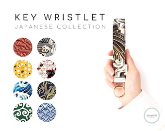 Nyckelring i japanskt tyg för premiumbruk | 60+ kawaii japanska kimono-handledsremmar | Ny bilnyckelring för honom och henne | Handgjord i Storbritannien