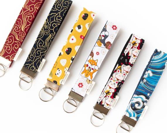 Unique Fabric Key Wristlet | Japanese Key Wristlet Keychain Anime Key Wristlet Japanese Gift for Anime Lovers Cute Birthday Gift Valentines