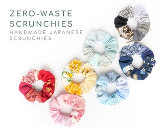 ZERO-WASTE Japanese Scrunchies: Unique Custom Upcycled Cotton Hair Tie | Sustainable & Eco-Friendly Christmas Gift for Her | UK Handmade