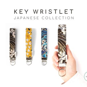 Llavero de pulsera japonés / Llavero de pulsera de tela japonesa / Llavero de pulsera japonés para hombre, regalo de cumpleaños para novio, regalo de San Valentín