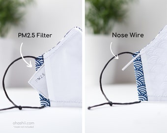 Face Mask PM2.5 Filters & Nose Wire Bundles | Face Coverings Accessories, Multipack Disposable Filters, Mask Replacement Supplies UK