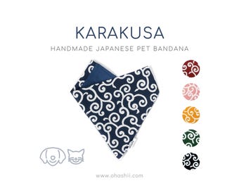 KARAKUSA Perro Japonés Bandana Azul / Shiba Inu Perro Bandana Karakusa Gato Japonés Bandana Cachorro Japonés Bandana Gatito Japonés Bandana Reino Unido