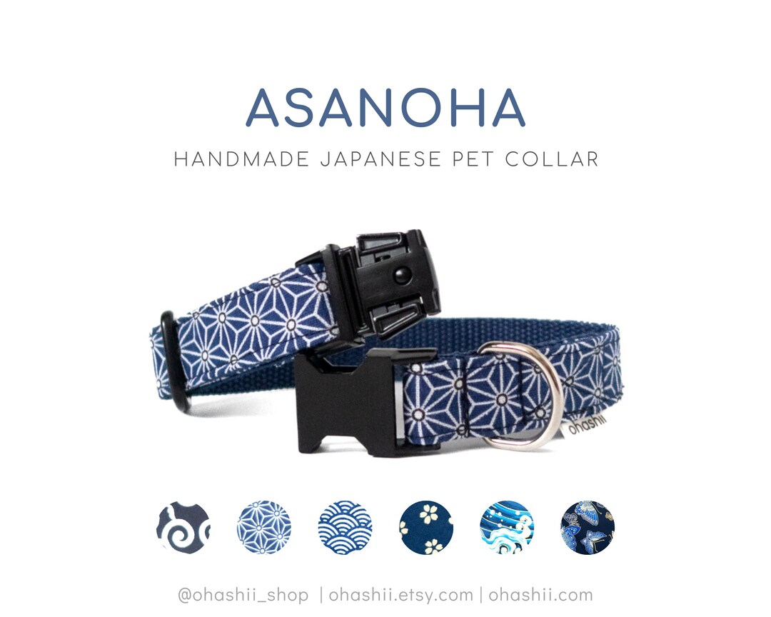 ASANOHA Pet Collar 70 Premium Japanese Dog Collar Geometric Star Design