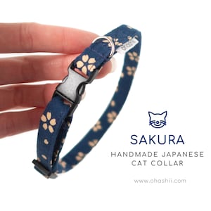 SAKURA Cat Collar | Japanese Cherry Blossom Cat Collar Breakaway Buckle Sakura Blossom Kitten Collar Japanese Floral Kitty Collar Flower