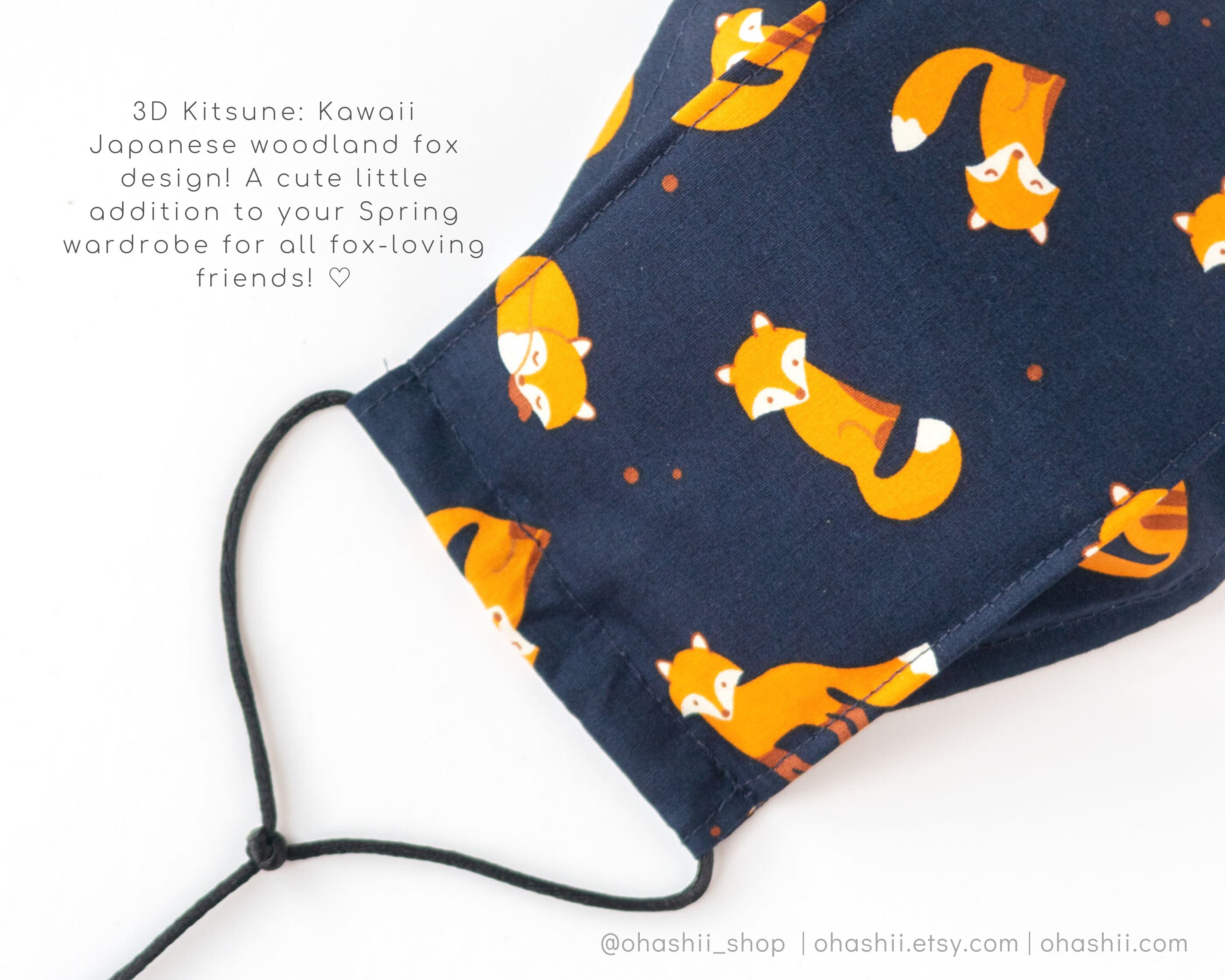 3D Kitsune Japanese Fox Adult Origamistyle Folding Face Mask Etsy UK