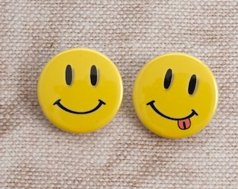 Smiley Face Emoji Button Badges / Keyring / Magnet / Magnet Bottle Opener / Keyring Bottle Opener