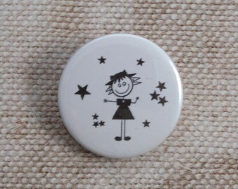 Star Girl Button Badge / Keyring / Magnet / Magnet Bottle Opener / Keyring Bottle Opener