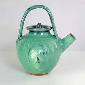 SMALL FACE TEAPOT, Studio Art Pottery, Miniature Stoneware Teapot with Lid, Raised Face Teapot, Hand Crafted, 4.75" Tall