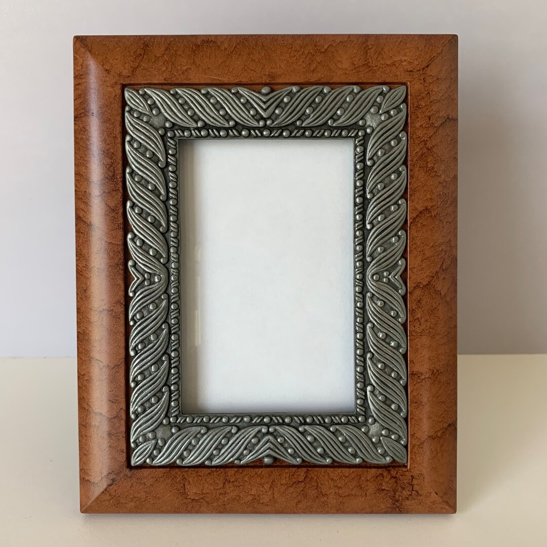 RED WOOD and METAL Photo Frame Red Wood Picture Frame With Etsy
