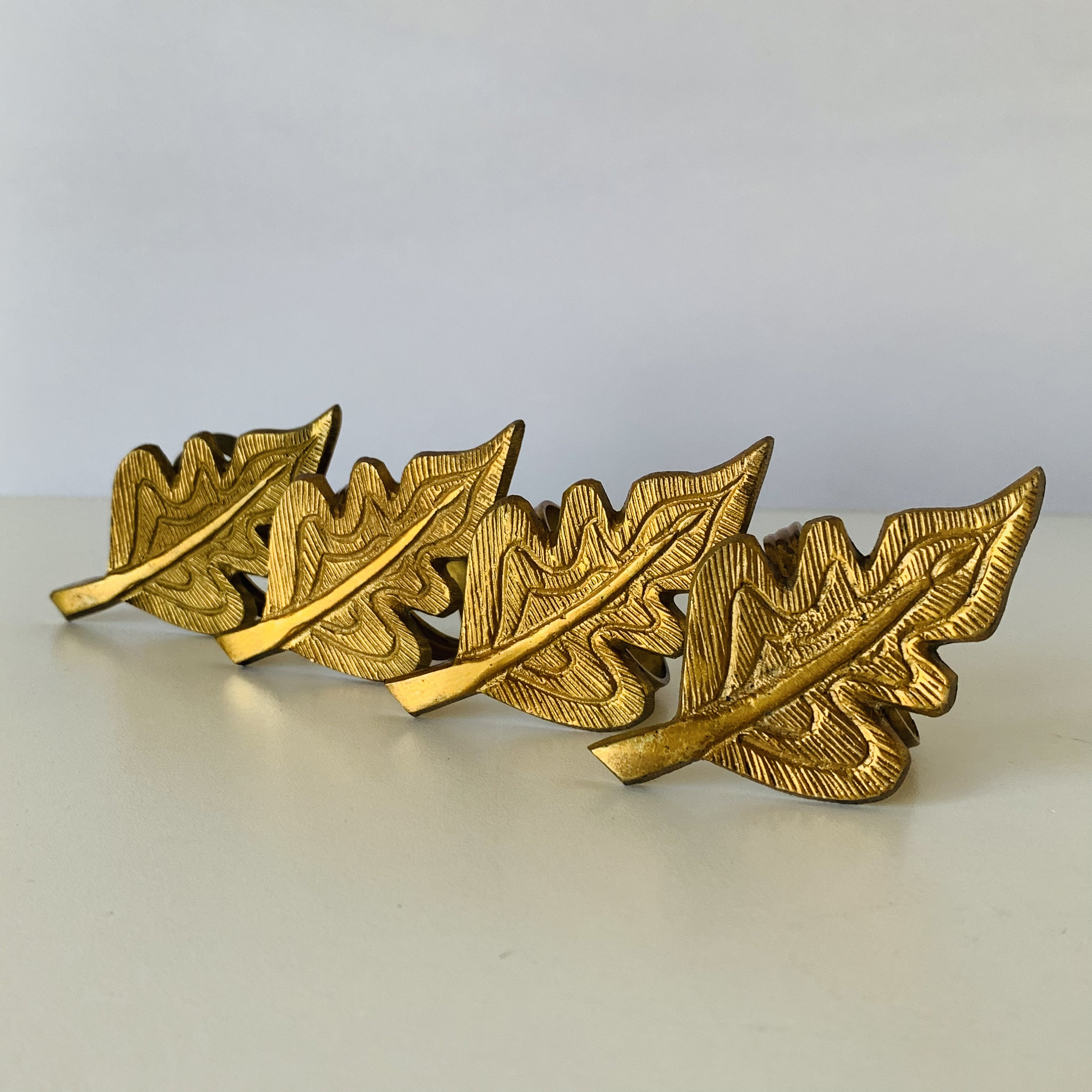 4 BRASS LEAF Napkin Rings Set of 4 Brass Napkin Rings Solid Etsy