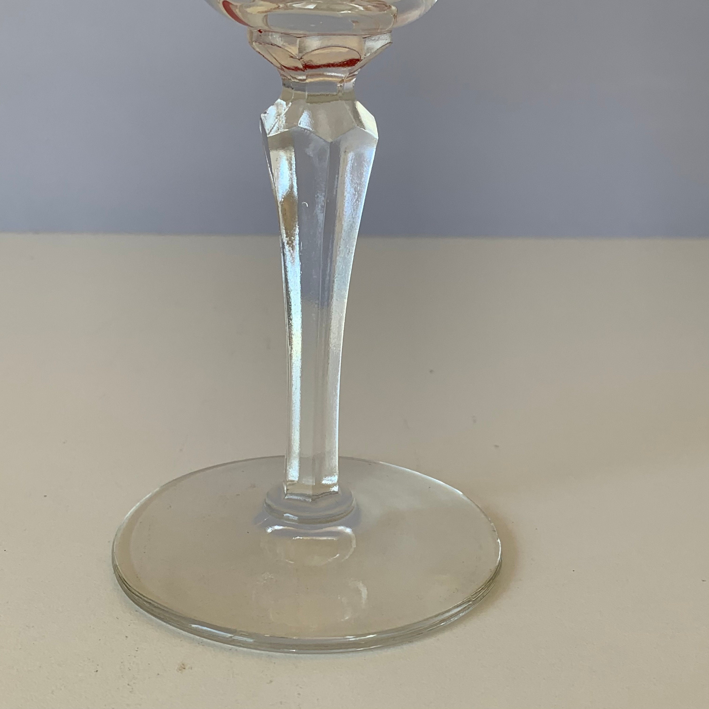 VINTAGE STEMMED GLASS Mid Century Modern Red Black Stemmed Etsy