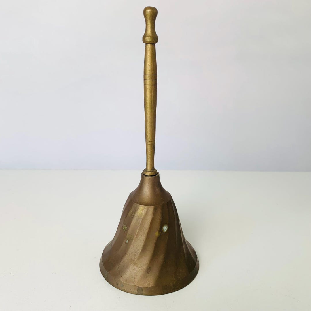 Loud Ringing Bell BRASS SCHOOL BELL, Dinner Bell, Vintage Patina Brass, Loud Ringing Bell ...