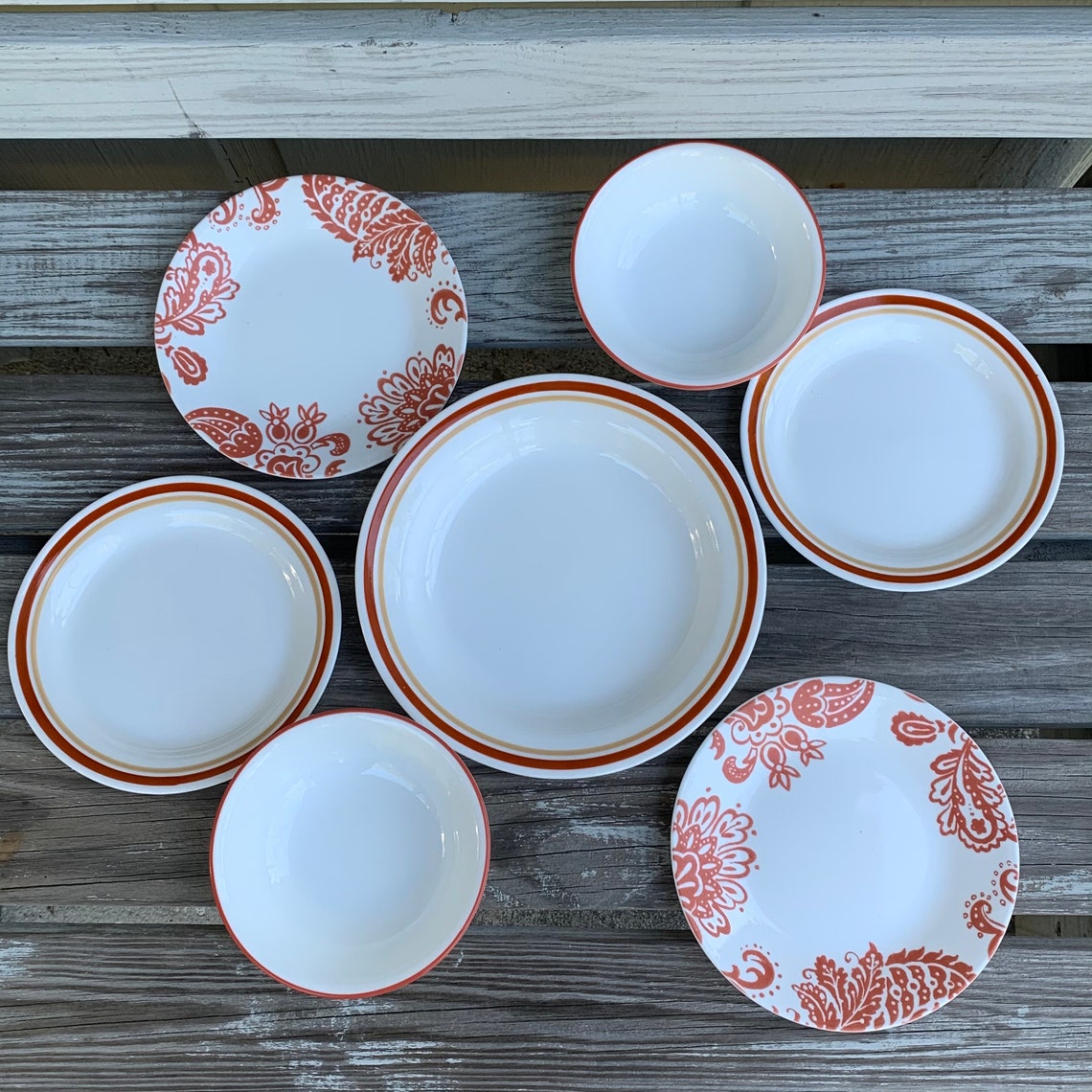 RED CORELLE SET for 2 Corelle Paisley N Chestnut Cinnamon Mix Etsy