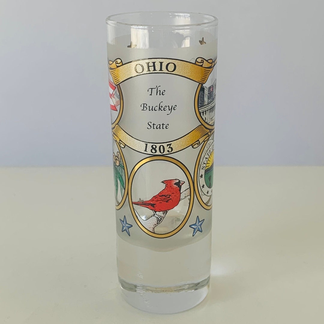OHIO SHOT GLASS 4 Tall Clear Glass Ohio the Buckeye Etsy